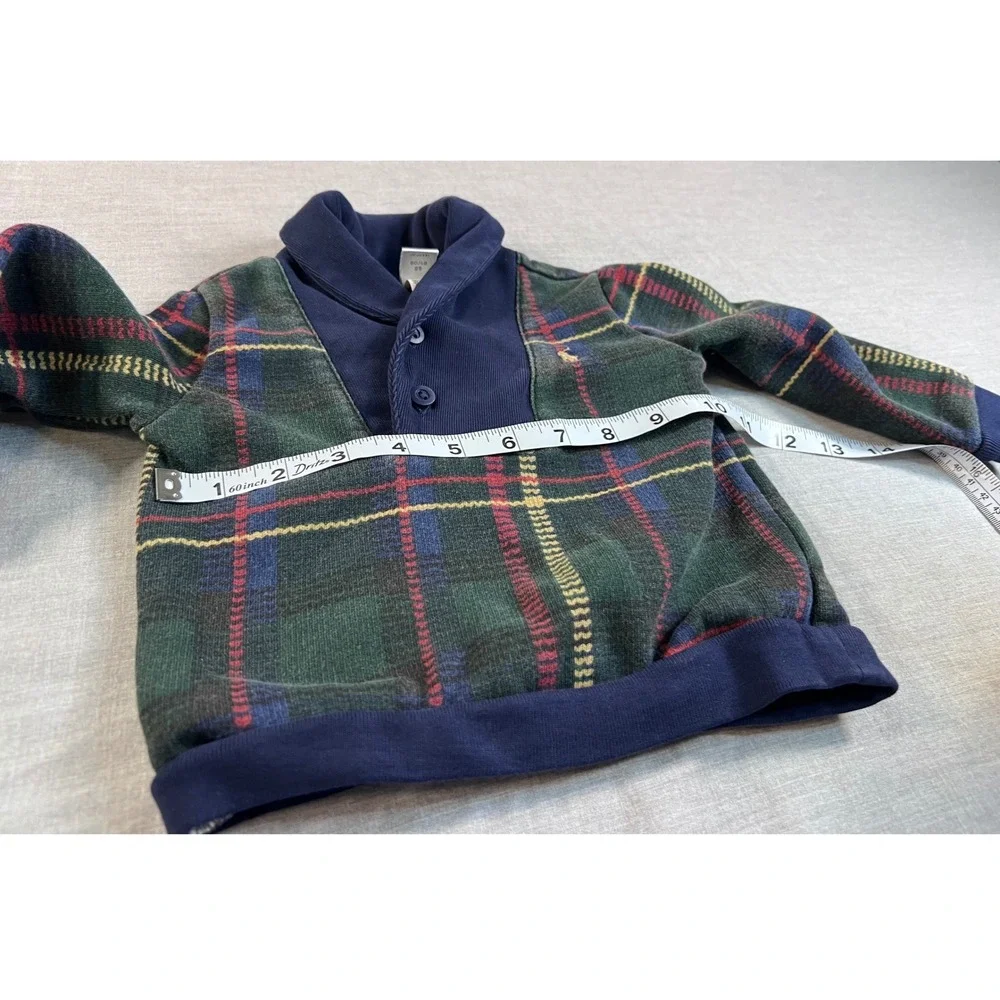 Ralph Lauren Kids 18M Green Plaid Shawl Collar Fleece Sweatshirt & Pants Set